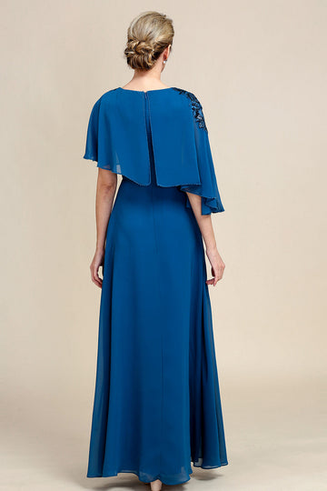 Gasa Vestido de Madrina Encaje Azul Pavo Real
